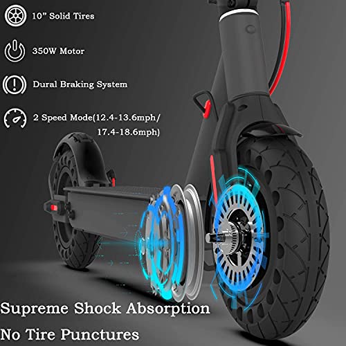 FIDICO Electric Scooter, 350W Brushless Motor, 10’’ Solid Tires, Up to