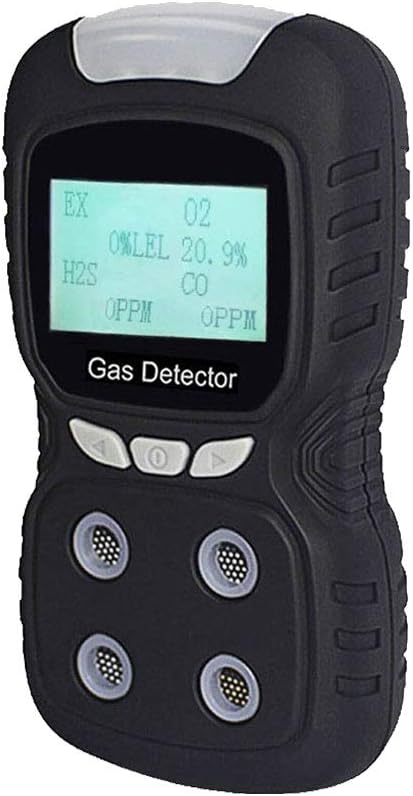 Portable Gas Detector, Gas Clip 4 Gas Monitor Meter Tester Analyzer, Rechargeable LCD Display Sound Light Shock Air Quality Tester, 2 Year Detector