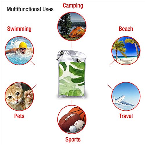 Microfibre-towel-lightweight-travel-beach-towel-Extra-large-quick-drying-camping-towel-Premium-gym-towels-for-swimming-yoga-Highly-absorbent-fast-dry-Watercolortropical-Monstera-Palm-Leaf