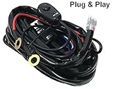 AutoSonic LED Wiring Harness Heavy Duty 14 gauge wire kit up to 300 Watts for LED Light Bar Work Light, 12V 40A Relay, Fuse and On-off switch button included, Life Time Warranty