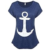 FUNOC Womens Boat Anchor Printing Summer Short Sleeve T-Shirt Blouse Tank Tops