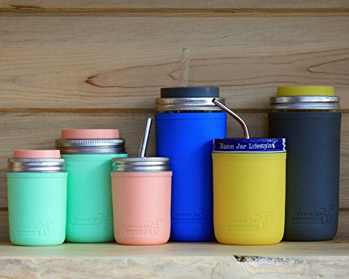MJL Wide Mouth Pint Silicone Sleeve for Mason Jars (Lemon Yellow)