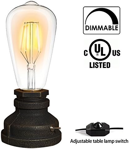 SIXDEFLY Vintage Desk Lamps Industrial Table Lamp - American Village Bedside Light Dimmable Nightstand Lamp - Steampunk Accent Light Edison Lamp Base Antique Night Light for Living Room Bedroom