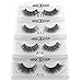 4Box/Lot 3D Real Mink False Eyelashes LASGOOS Siberian Luxurious Fluffy Messy Cross Long 4 Pairs Different Light Weight Fake Eye Lashes Makeup Set (E4set01)