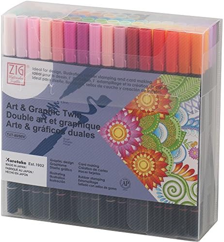 pack de 3 Zig Kurecolor Twin Graphique Marqueur-rouge foncé