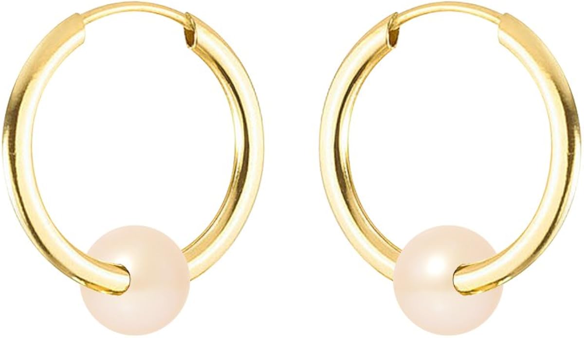 Pearls & Colors - Boucles d'oreilles - Créoles - Véritables Perles de