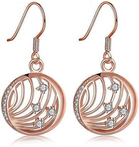 Fashion Jewelry Round Shaped Crystall Dangle Earrings For Women Rose Gold Earrings