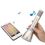 Wireless Karaoke Microphones with Bluetooth Speaker by WEILIANTE, Portable Handheld Microphones Mic for singing and recording, Compatible with Android Smartphones iPhone iPad Tablet PC (Golden)