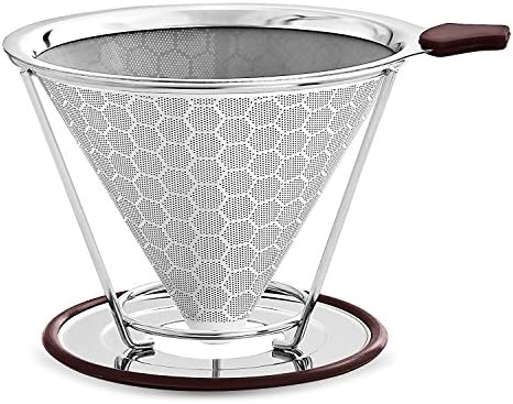 Coffee Filter Stainless Steel Pour Over Coffee Dripper Paperless and Reusable Filter With Removable Cup Stand, For Chemex, Hario V60 and other Coffee Makers Filters