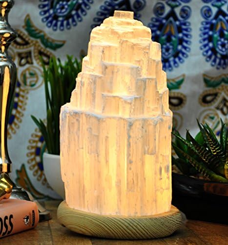 Selenite Lamp, Yellow Tree Company Authentic Handmade Moroccan Selenite , Amazing Selenite Crystal Lamp swl5
