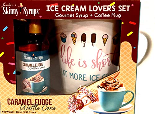 Sugar Free Caramel Fudge Waffle Cone Gourmet Syrup with Coffee Mug Ice Cream Lovers Christmas Holiday Gift Set 40 ml Bottle with 0 Calories, 0 Sugar, 0 Carbs - Thumbnail 3