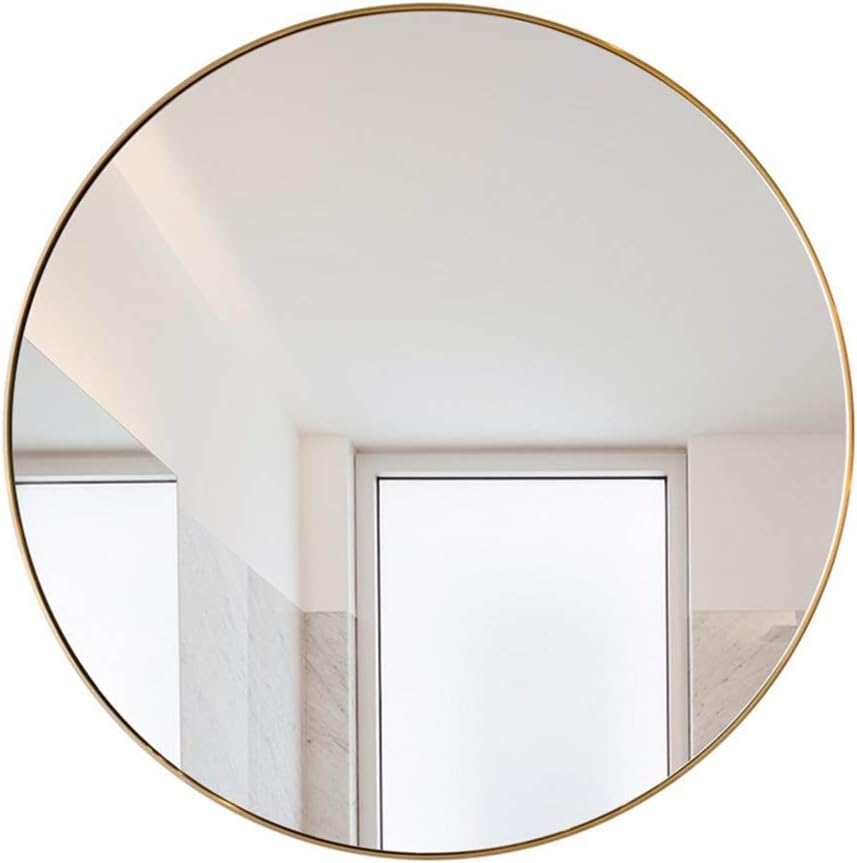 WXF Large Mirrors for Wall Decorative Gold, Wall Mirror with Metal Frame - for Entrance Channels Washrooms Living Rooms Etc Modern Round Mirror (Size : 50cm)