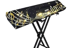 MJFSGYO Piano Keyboard Dust Cover,61/88 Key Keyboard Cover with Adjustable Stretchable Electric/Digital Piano Keyboard Covers,Music Symbol Print Design with Elastic band Design (Style -1)