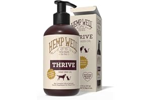Hemp Well Thrive Oil for Dogs and Cats – Supports Hip, Joint, and Heart Health, Promotes Immune System, and Promotes Healthy Skin from Seasonal Allergies, Organically Sourced - 8 Ounces