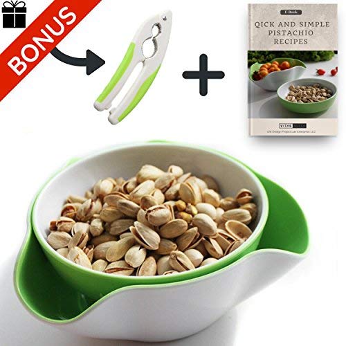Pistachio Bowl Double Dish Serving Snack Bowls for Nuts with Bonus