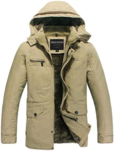 Cloudy Arch Men's Woolen Jacket Turn-down Collar Trench Coat(Khaki,US XS/Tag M)