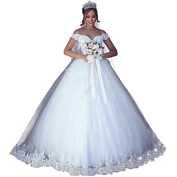 Amazon.com: Fanciest Women's Lace Wedding Dresses Long Sleeve Wedding Dress  Ball Bridal Gowns Ivory US0 : Clothing, Shoes & Jewelry