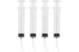 ROSENICE 4pcs Disposable Dental Irrigation Syringe with Curved Tip Colostrum Syringes for Dental Care