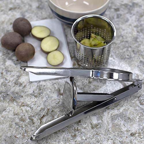 Home Basics Stainless Steel Handheld Masher Ricer for Perfectly Fluffy