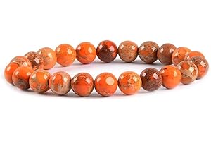 Angelstones Handmade Gem Semi Precious Gemstone 8mm Round Beads Stretch Bracelet 7" Unisex