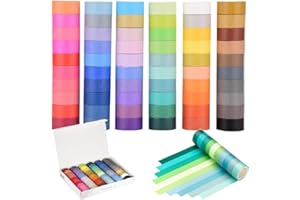 BetterJonny Lot de 60 rouleaux de ruban adhésif washi coloré 15 mm pour scrapbooking, loisirs créatifs, emballage cadeau