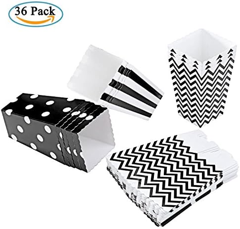 Diealles Popcorn Boxes Bags, 36PCS Popcorn Boxes Cardboard Candy Container for Party Snacks, Sweets, Popcorn and Gifts - Black