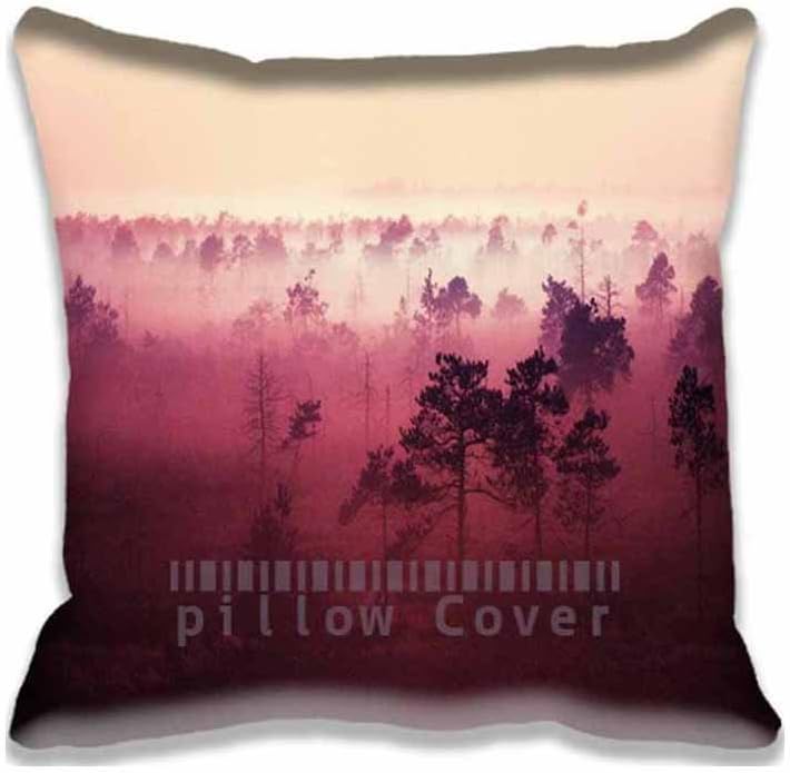 Sunset Wood Nature Red Square Digital Printed Cushion Cover Throw Pillow Case Pillow Sham For Decor Decorative Home Sofa Bedroom 16X16inch