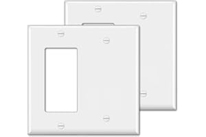 BESTTEN 2 Pack 2-Gang Combination Wall Plate, Decorator Switch Cover and Blank Plate Cover, 1-Decor/1-Blank, Double Unbreakab