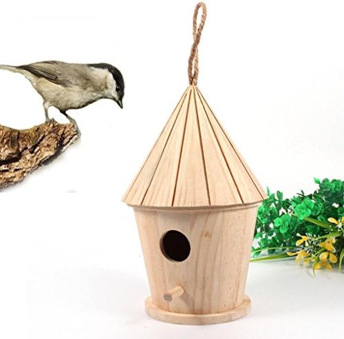 Morrivoe Wooden Birdhouse Hanging Bird House Wall Mounted Outdoor Nest DOX for Outside Round Window Bird Box