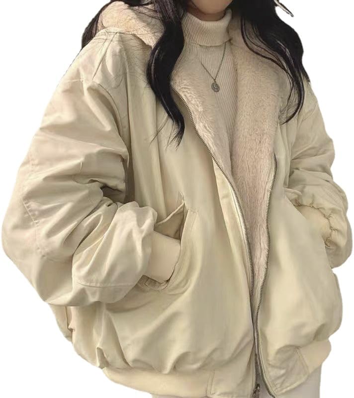 Winter Y2K Cottagecore Jackets for Women Chunky Fleece Zip Up