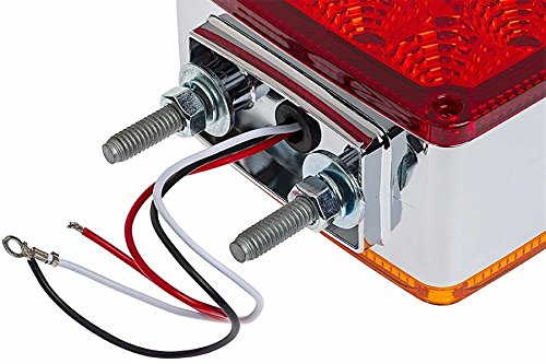 2pc Amber/Red 39 LED Double Face Stud Mount Pedestal Fender Stop Turn Tail Light for Truck Trailer Peterbilt Freightliner Kenworth Mack Western Star. Left and Right Side Lights