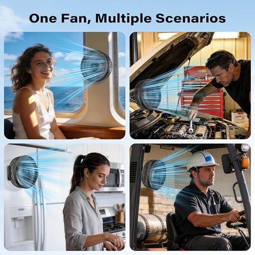 A2C Magnetic Rechargeable Fan for Golf Cart 7.5-Inch, Up to 28Hrs, 10000 mAh Battery Powered Fan Portable 4 Speeds Fits EZGO, Club Car & Yamaha, Golf Cart & Cruise Accessories Essentials Gifts