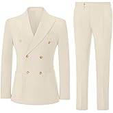 ZKHOECR Men 2 Piece Corduroy Suit Slim Fit Suits Double Breasted Suit Blazer Jacket Pants Set Formal Wedding Prom Tuxedos