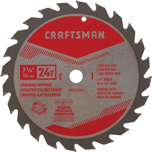 CRAFTSMAN 7-1/4 Inch 24T Framing/Ripping Circular Saw Blade (CMAS272524)