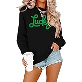 KIDDAD Women St Patrick's Day Sweatshirts: Irish Luck Shamrock Graphic Shirt Casual Holiday Loose Striped Pullover Tops