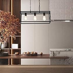 LIGOTFIRE Modern Chandeliers Rectangle Black 3