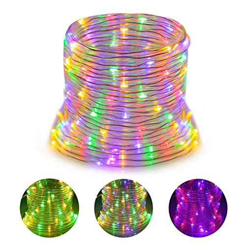 GreenClick LED Twinkle Rope Light Battery Operated 120 LEDs Color Changing Rope Lights with Romote Timer Waterproof 45Ft 8 Mode String Lights for Patio, Yard, Parties, Wedding