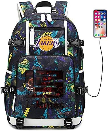 YXLR Basketball Backpack LeBron James Backpack Computer Bag Big Capacity USB Charging School Bag Student Bag Travel Bag Blue E