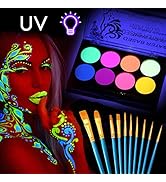 CCbeauty UV Glow Body Paint Neon 8 Fluorescent Colors Face Body Glow Black Lights Makeup Water Ac...