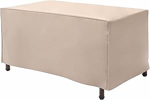 Modern Leisure Basics Patio Ottoman/Coffee Table Cover, 37"L x 22"W x 17"H, Beige