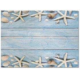 Greeeen Area Rug for Bedroom Living Room- Starfish and Shells on Blue Wooden Beach Theme Contemporary Floor Carpet Comfy… 51CBrXWyMOL