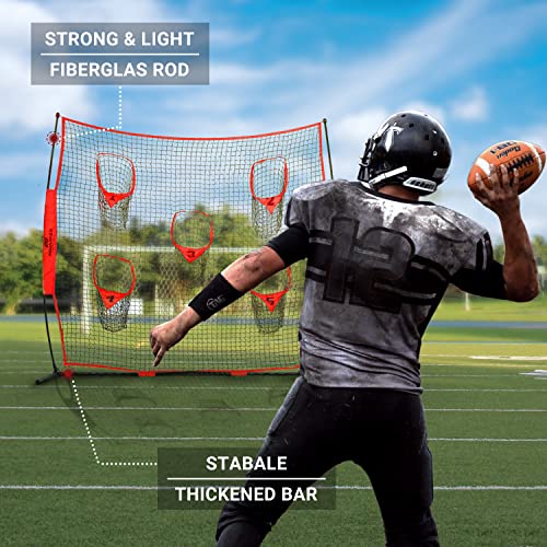 PodiuMax Portable Football Trainer Throwing Net, 8ft x 8ft Knotless Net