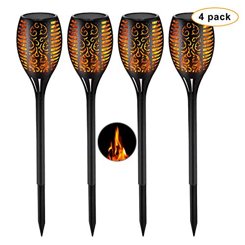 Everbest4U Solar Lights Upgraded, Waterproof Flickering Flames Torches Lights Outdoor Solar Landscape Decoration Lighting Dusk to Dawn Auto On/Off Security Torch Light for Patio Driveway (4)