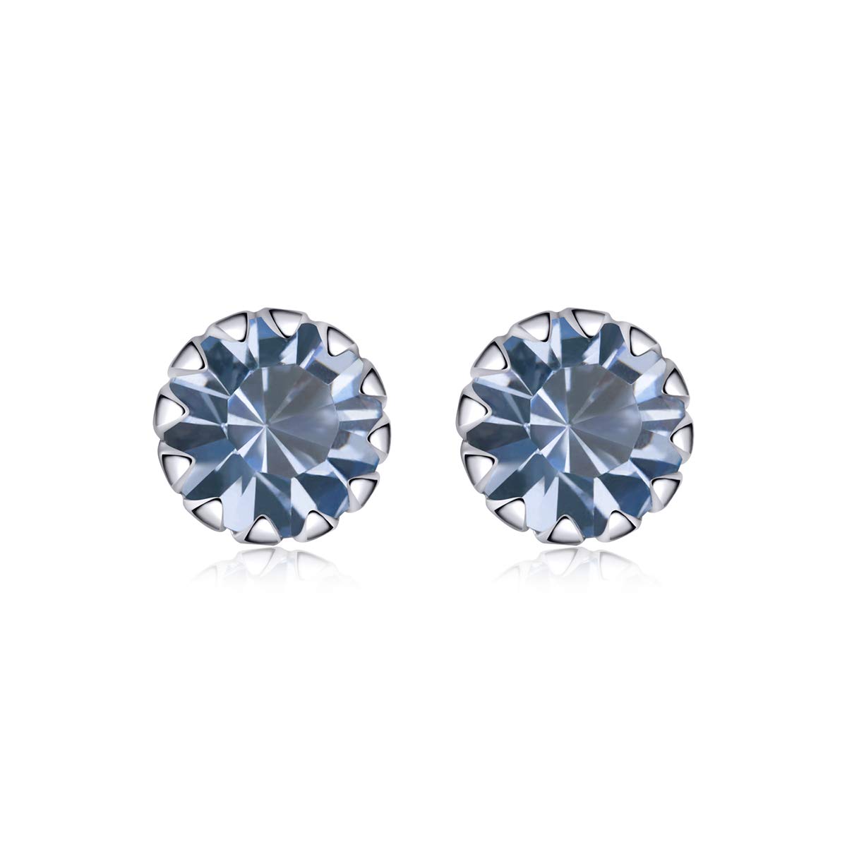 Hypoallergenic Earrings for Girls 925 Sterling Silver March Birthstone Stud Earrings for Women with Jewellery Box