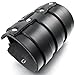 INBLUE Men's Alloy Genuine Leather Bracelet Bangle Cuff Silver Tone Black Adjustable