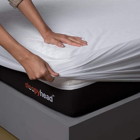 Sleepyhead Bamboo Terry Waterproof Mattress Protector, White - Queen Size (78x60x14)