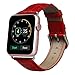 TOROTOP for Apple Watch Band 38mm, Genuine Leather Crocodile Pattern Watch Band Red Replacement Strap with Silver Deployment Clasp for 38mm Apple Watch Series 1 Series 2 Series 3 Model