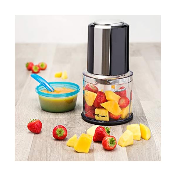 Sensio-Home-Mini-Food-ChopperSmall-Food-Processor--Electric-Dicer-Suitable-for-Baby-Food-Onion-and-Other-Vegetables-600ml-Blender-Bowl-and-Quad-Durable-Stainless-Steel-Blades--300W-Black Sensio Home Mini Food Chopper/Small Food Processor – Electric Dicer, Onion and Other Vegetables - 600ml Blender Bowl and…