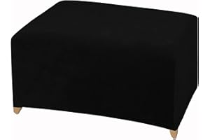 LUSHVIDA Stretch Ottoman Slipcover - Velvet Rectangle Stool Cover Soft Furniture Protector with Elastic Bottom