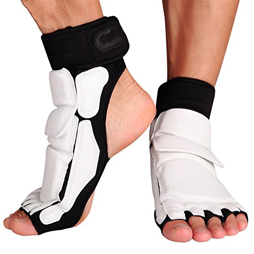 Luerme Taekwondo Foot Protector Protective Gear Professional Boxing Fitness Martial Arts Fight Boxing Punch Bag Sparring Training MMA UFC Thi Leather for Men Women Kids S-2XL (S) - Thumbnail 5